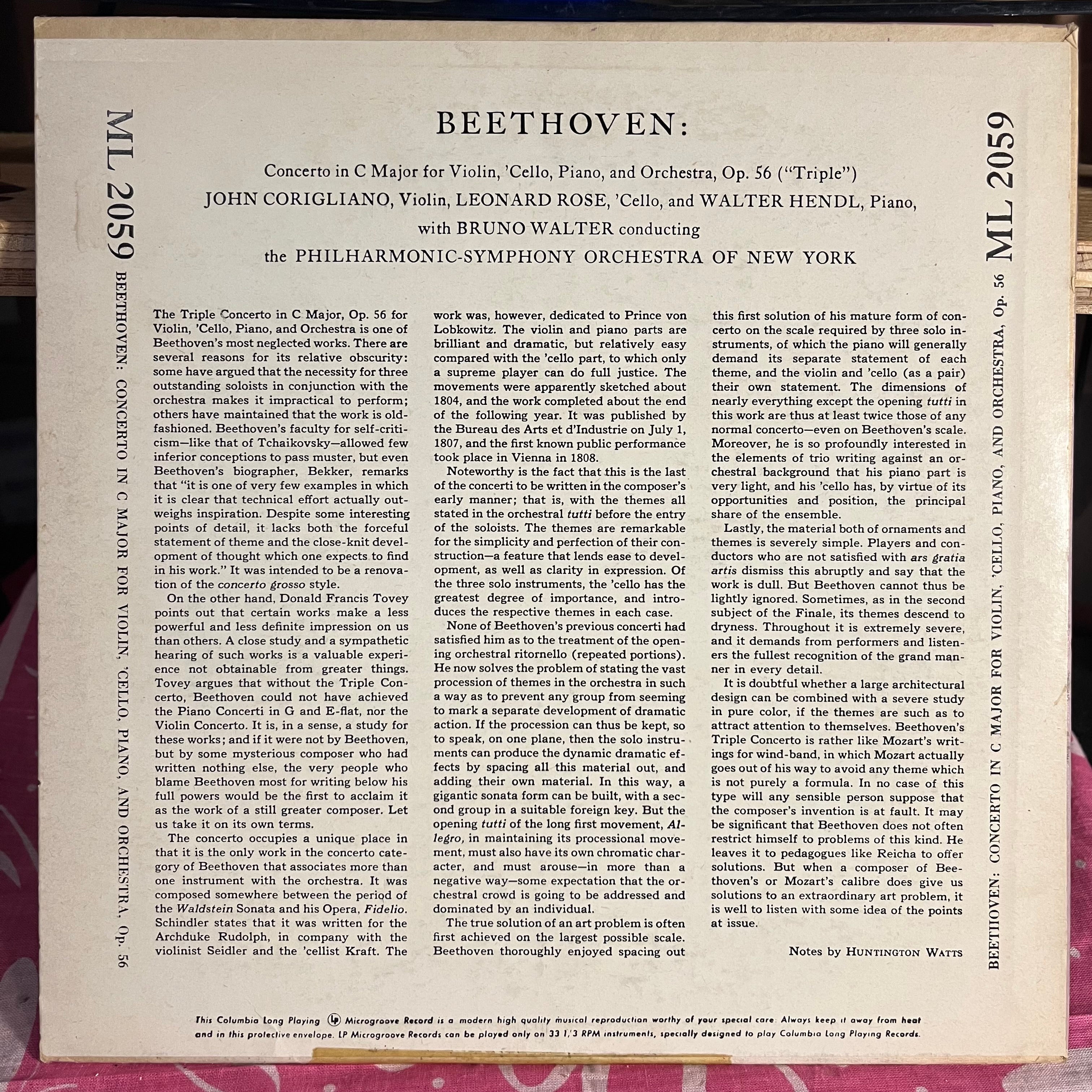 Concerto In C Major For Violin, 'Cello, Piano, And Orchestra, Op. 56 ("Triple") 10" | Near Mint (NM) Excellent (EX)