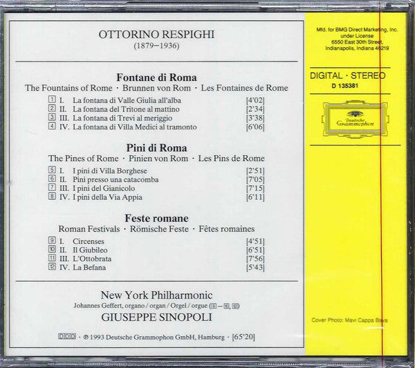 Ottorino Respighi - Pini di Roma • Fontane di Roma • Feste Romane (CD) | Near Mint (NM) Near Mint (NM)