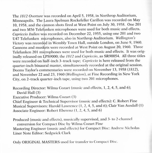 Pyotr Ilyich Tchaikovsky - 1812 Festival Overture, Op. 49 - Capriccio Italien - Wellington's Victory (CD) | Near Mint (NM) Near Mint (NM)