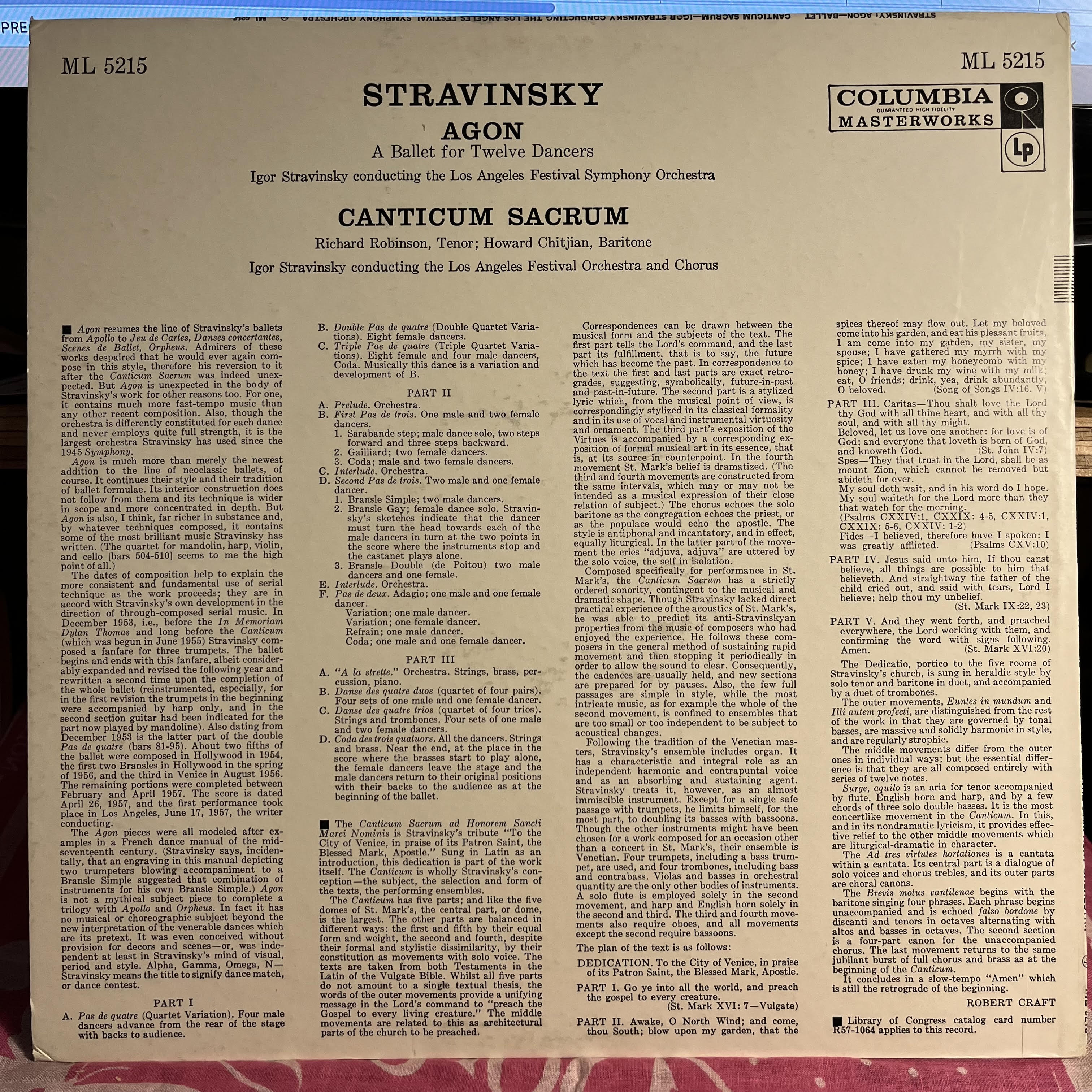 Igor Stravinsky - Agon (A Ballet For Twelve Dancers) / Canticum Sacrum | Near Mint (NM) Excellent (EX)