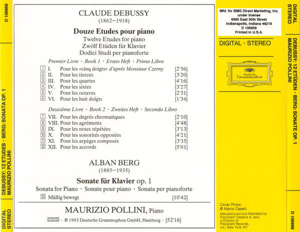Claude Debussy - Debussy: 12 Etudes / Berg: Sonate Op. 1 (CD) | Near Mint (NM)