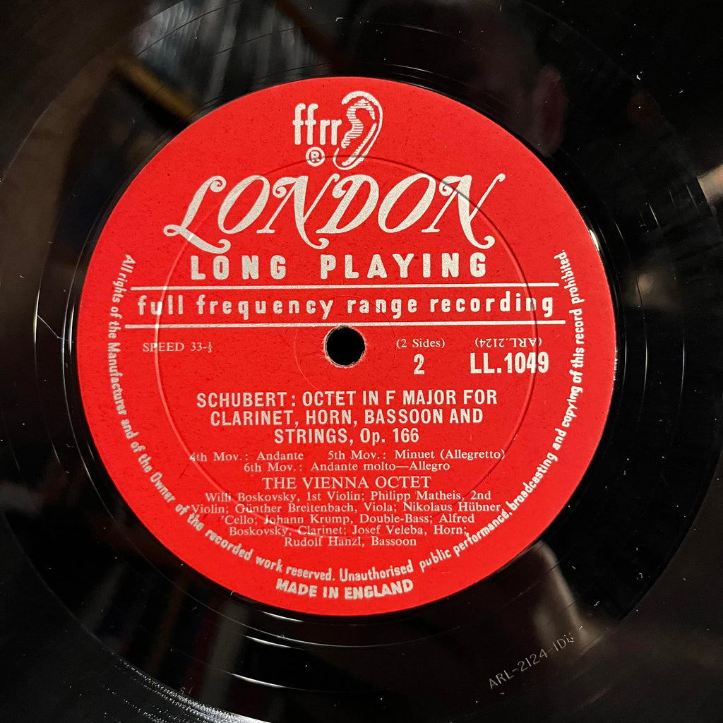 Franz Schubert - Octet In F Major Opus 166 For Clarinet, Horn, Bassoon And Strings | Near Mint (NM) Excellent (EX)