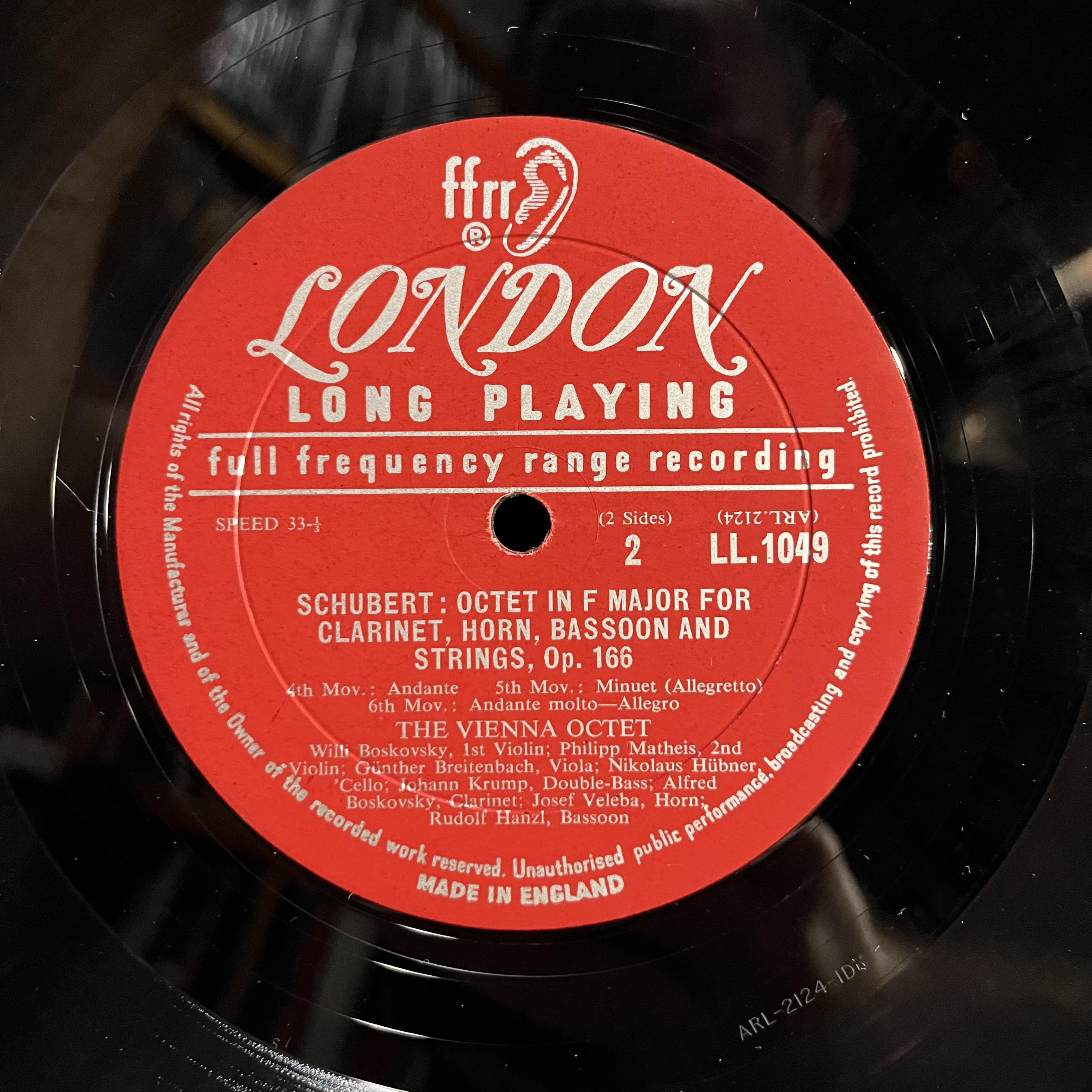 Franz Schubert - Octet In F Major Opus 166 For Clarinet, Horn, Bassoon And Strings | Near Mint (NM) Excellent (EX)
