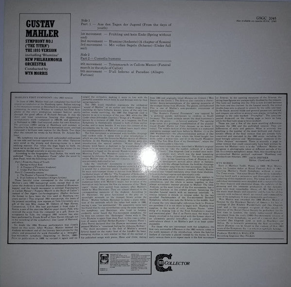 Gustav Mahler - Symphony No. 1 In D ("The Titan") The 1893 Version Including "Blumine" | Near Mint (NM) Near Mint (NM)