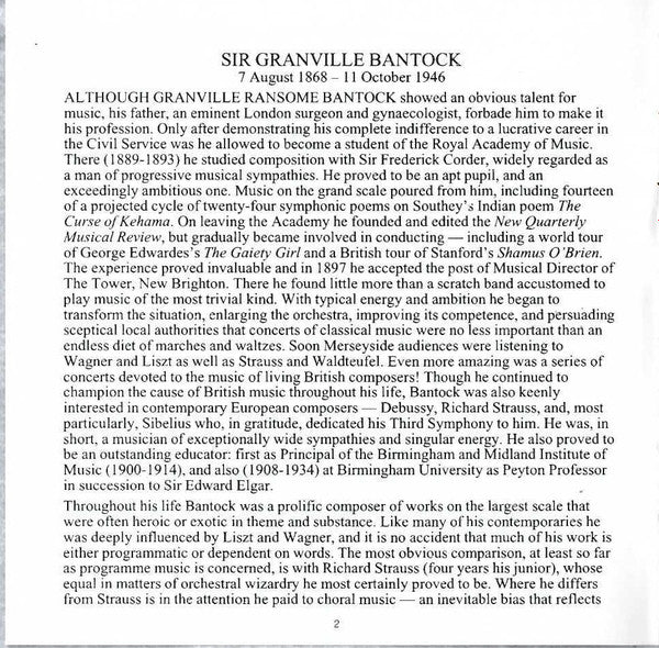 Granville Bantock - Hebridean Symphony / Celtic Symphony / The Witch Of Atlas / The Sea Reivers | Near Mint (NM)