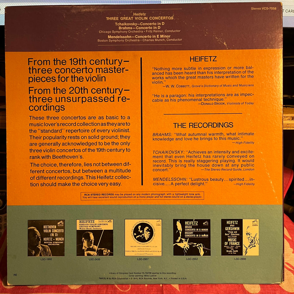 Jascha Heifetz - Three Great Violin Concertos | Near Mint (NM) Excellent (EX)