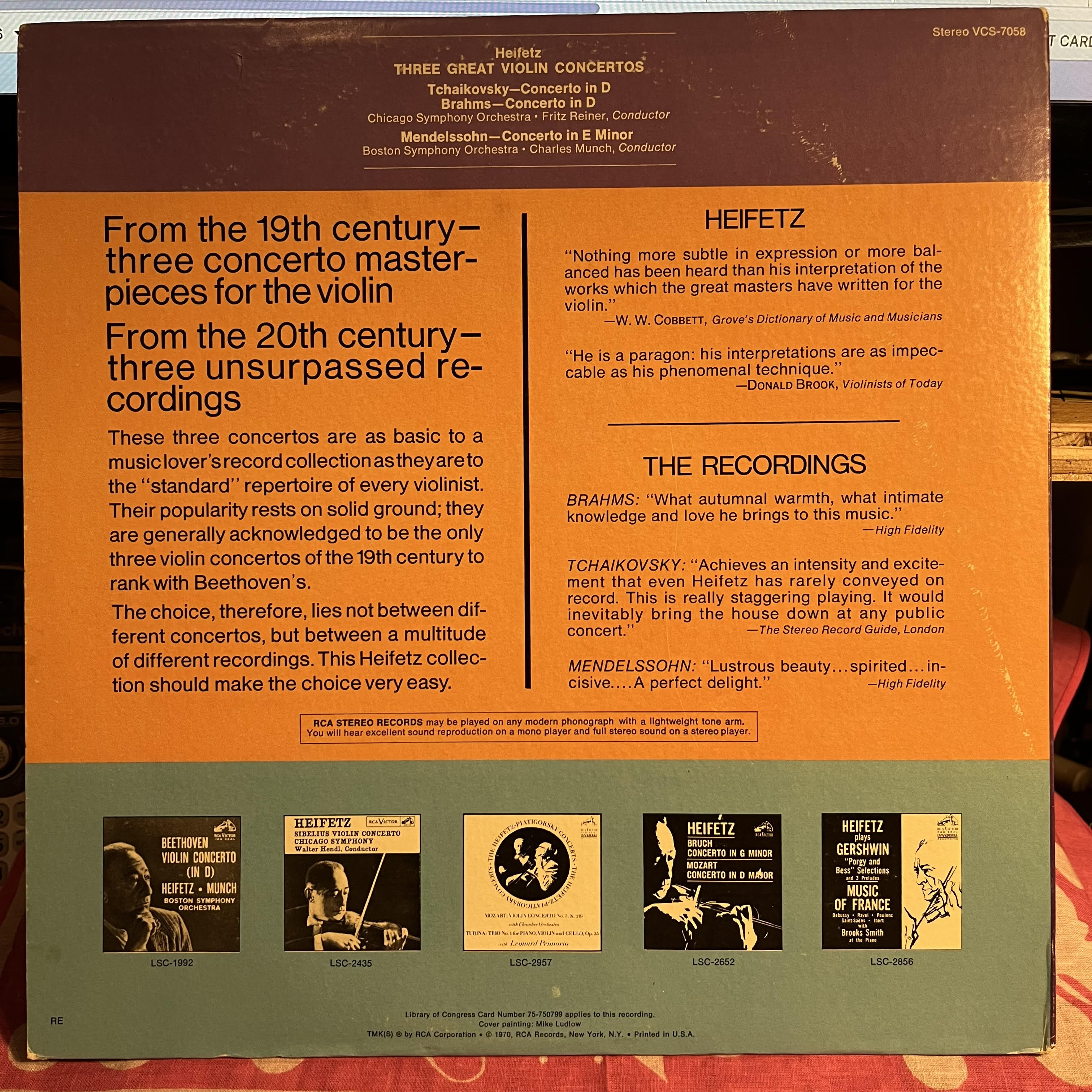 Jascha Heifetz - Three Great Violin Concertos | Near Mint (NM) Excellent (EX)