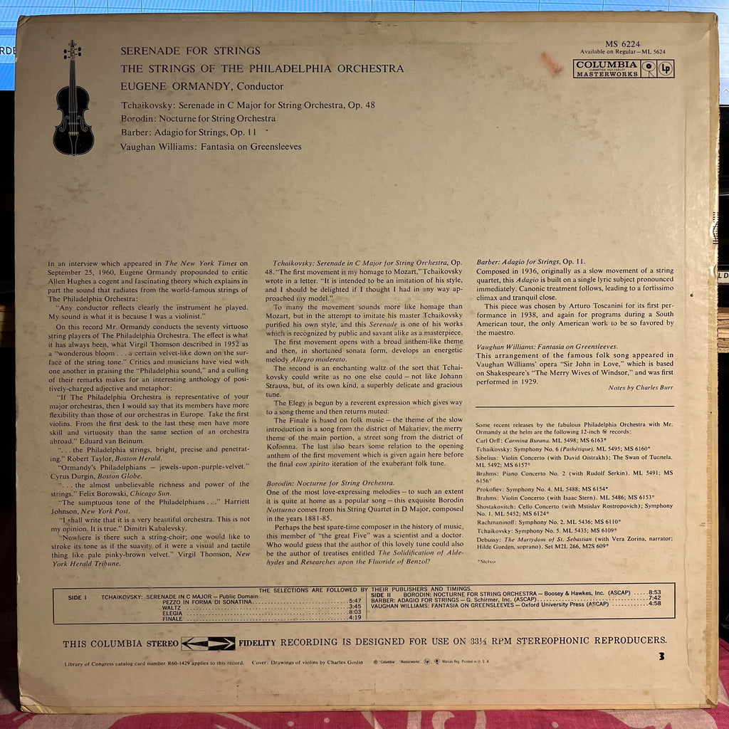 Eugene Ormandy - Serenade For Strings *STEREO* | Very Good Plus (VG+) Very Good (VG)
