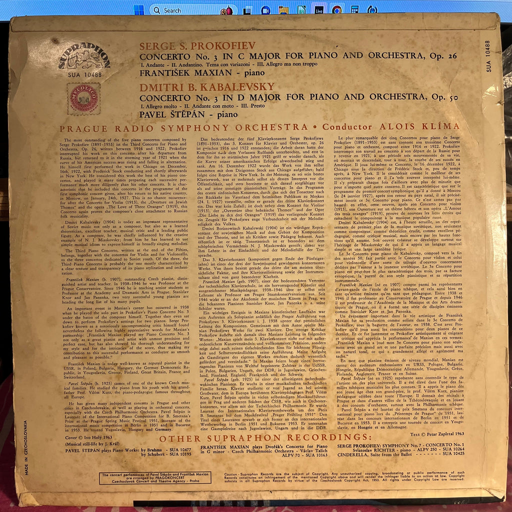Concerto No, 3 For Piano And Orchestra / Concerto No, 3 For Piano And Orchestra *UK - BLUE LABELS* | Very Good Plus (VG+) Very Good (VG)