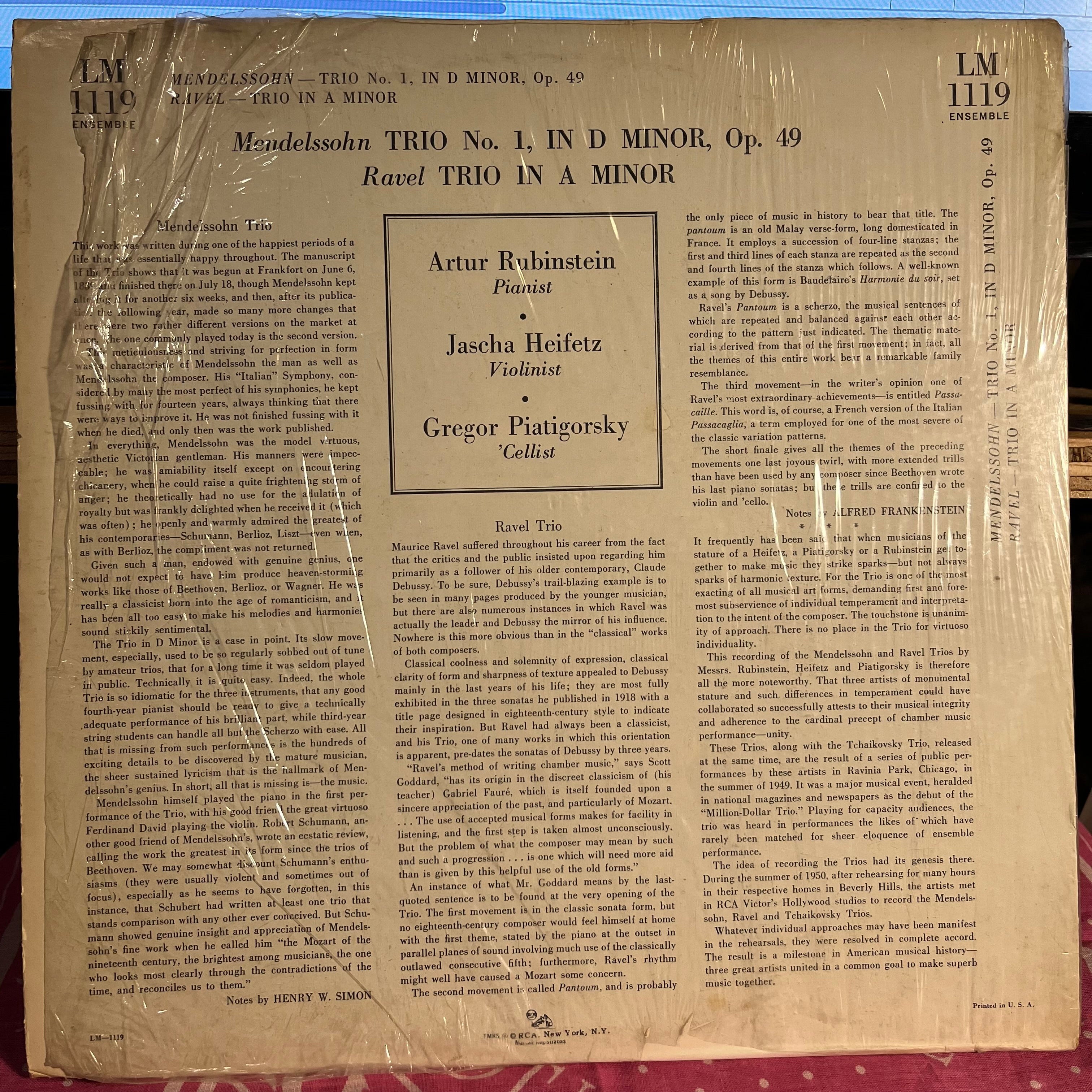 Felix Mendelssohn-Bartholdy - Trio / Trio In A Minor | Very Good Plus (VG+) Excellent (EX)