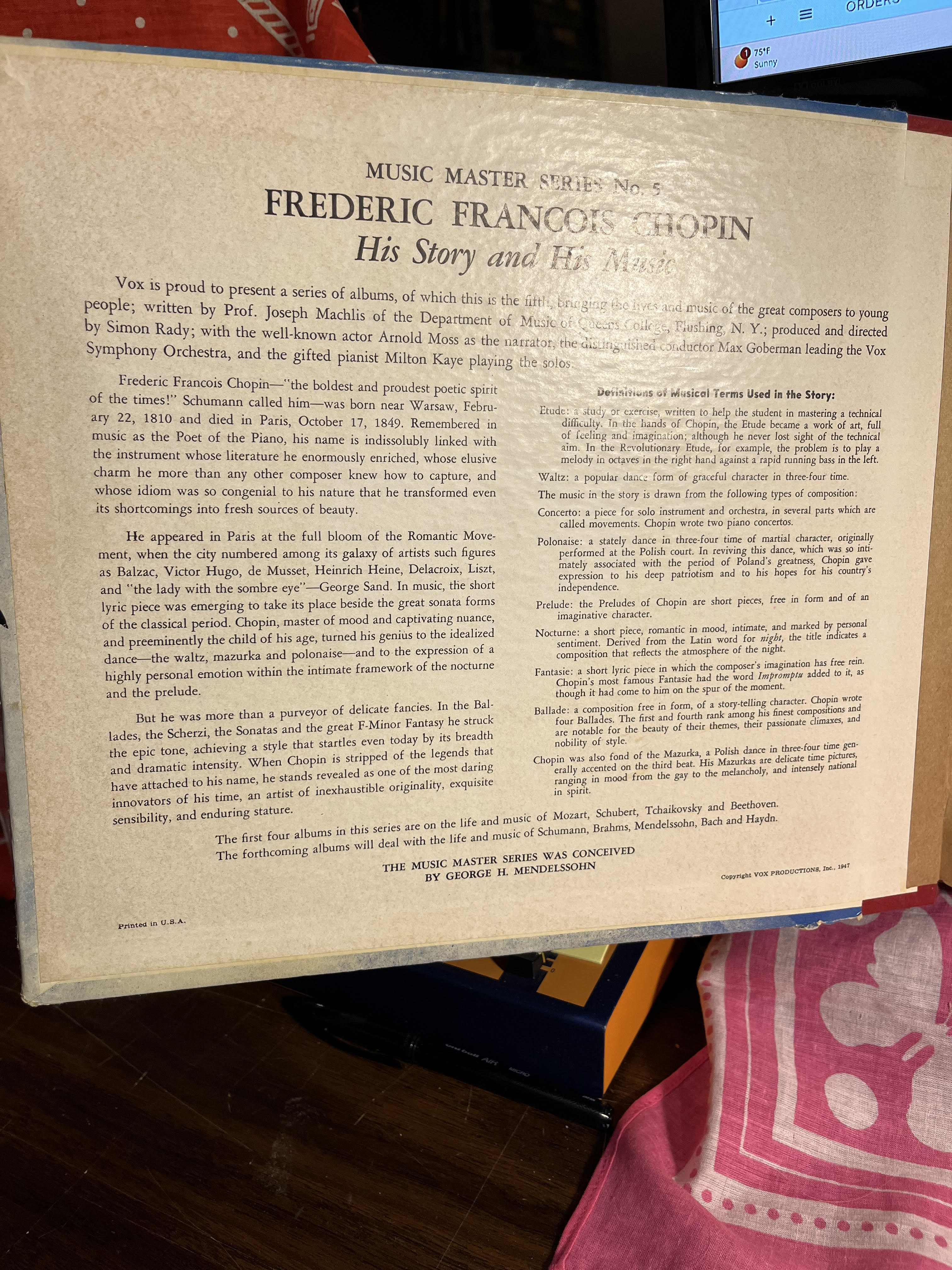 VOX Symphony Orchestra - Frederic Chopin His Story And His Music *3X10" 78RPM* | Very Good Plus (VG+) Very Good Plus (VG+)