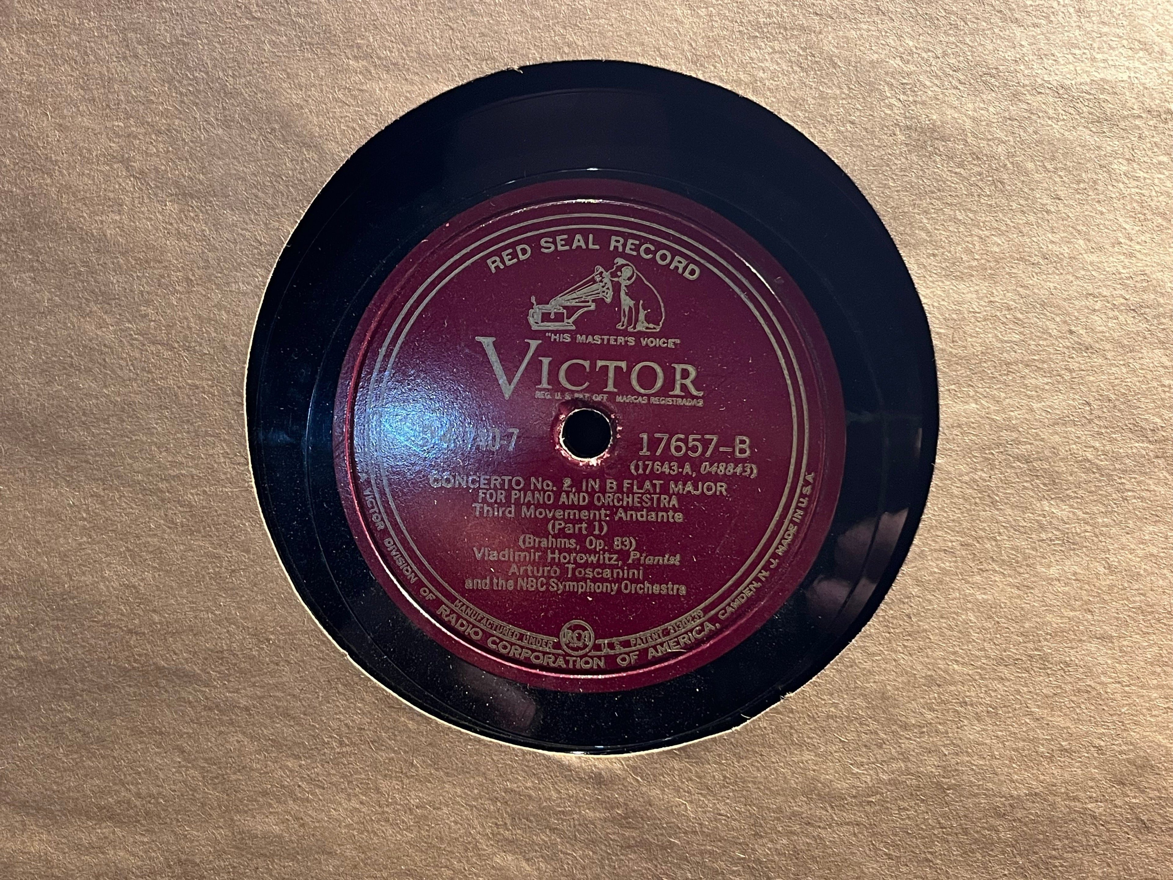 Concerto No. 2, In B Flat Major For Piano And Orchestra, Op. 83 *6X12" SHELLAC* | Very Good Plus (VG+) Very Good (VG)