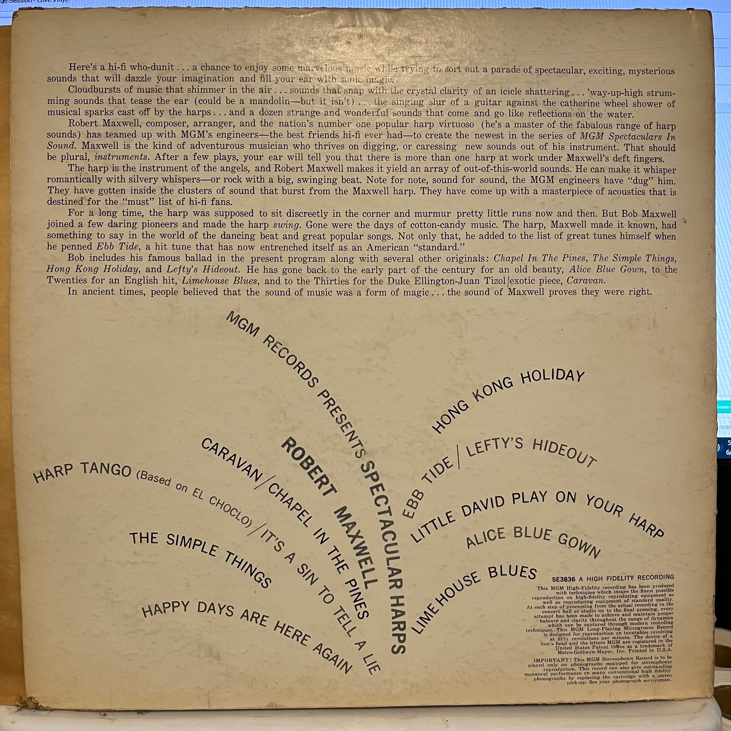 Robert Maxwell - Spectacular Harps | Very Good (VG) Very Good Plus (VG+)