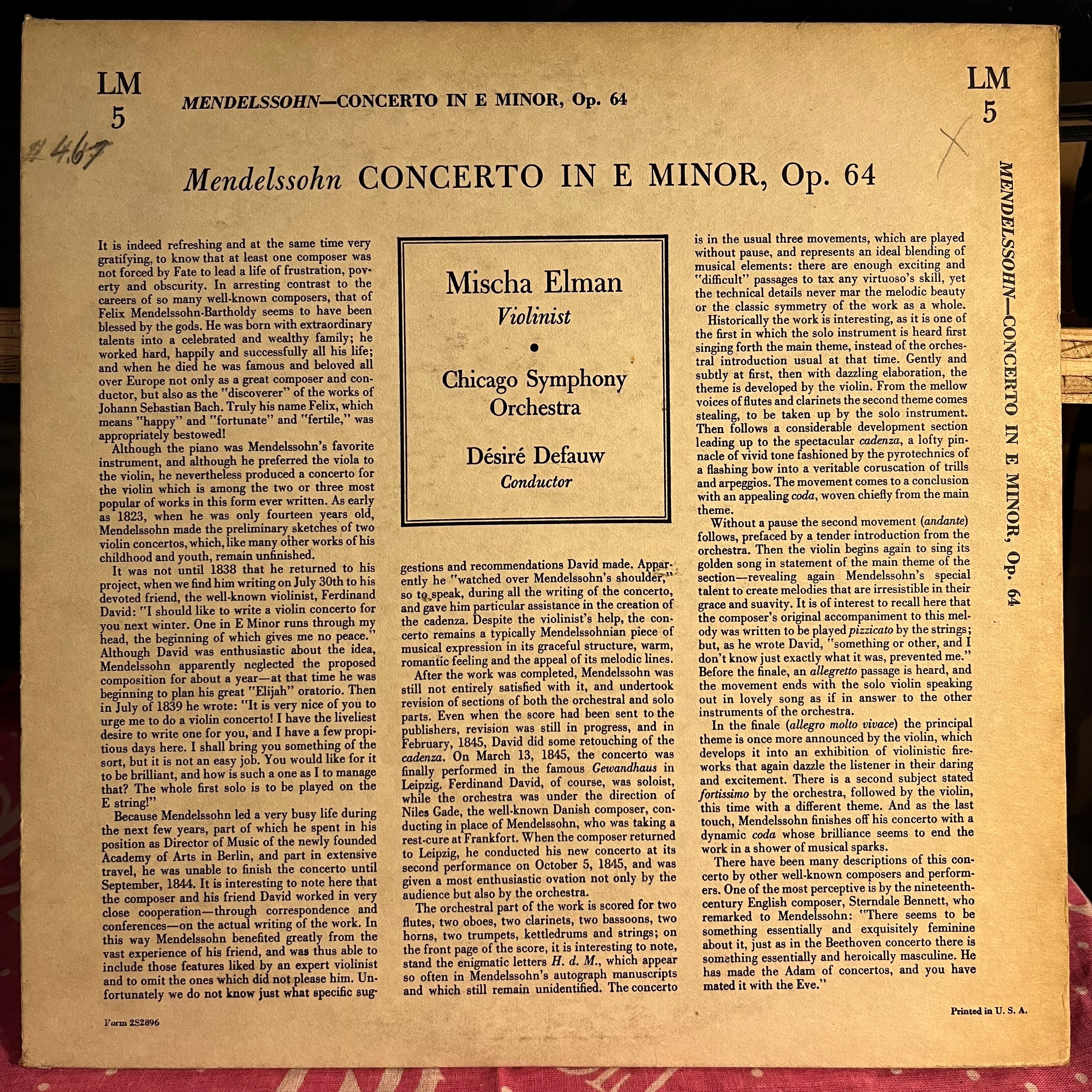 Concerto In E Minor Op. 64 10" | Very Good (VG) Very Good Plus (VG+)