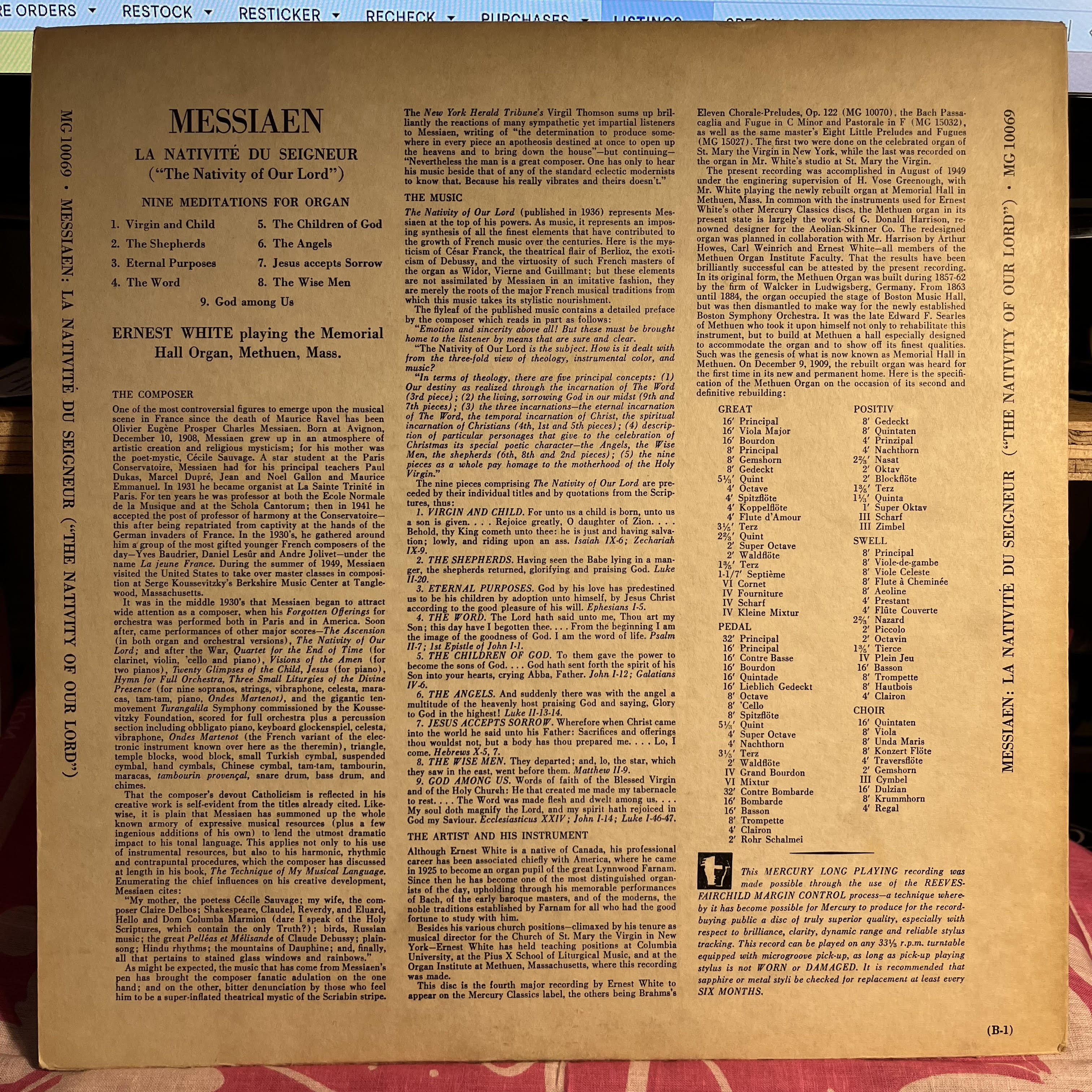 La Nativité Du Seigneur = "The Nativity Of Our Lord" | Very Good (VG) Very Good Plus (VG+)