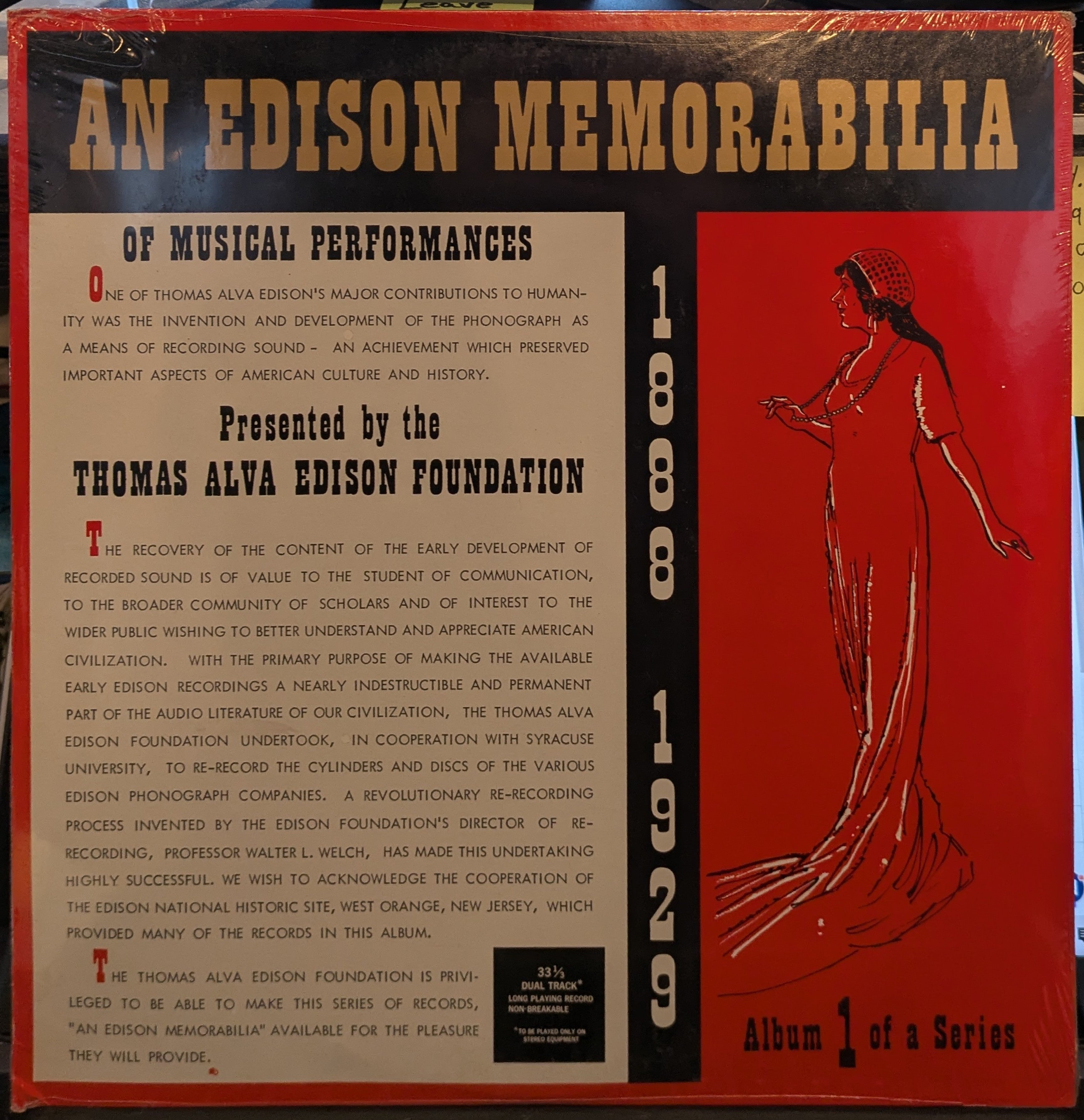An Edison Memorabilia Of Musical Performances Volume One (VINYL) | Mint (M) Mint (M)