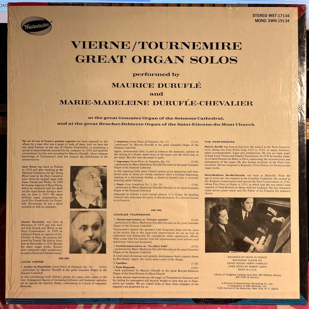 Louis Vierne / Charles Tournemire Great Organ Solos *SHRINK* | Near Mint (NM) Near Mint (NM)