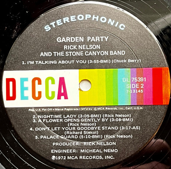 Rick Nelson & The Stone Canyon Band - Garden Party | Excellent (EX) Very Good Plus (VG+)