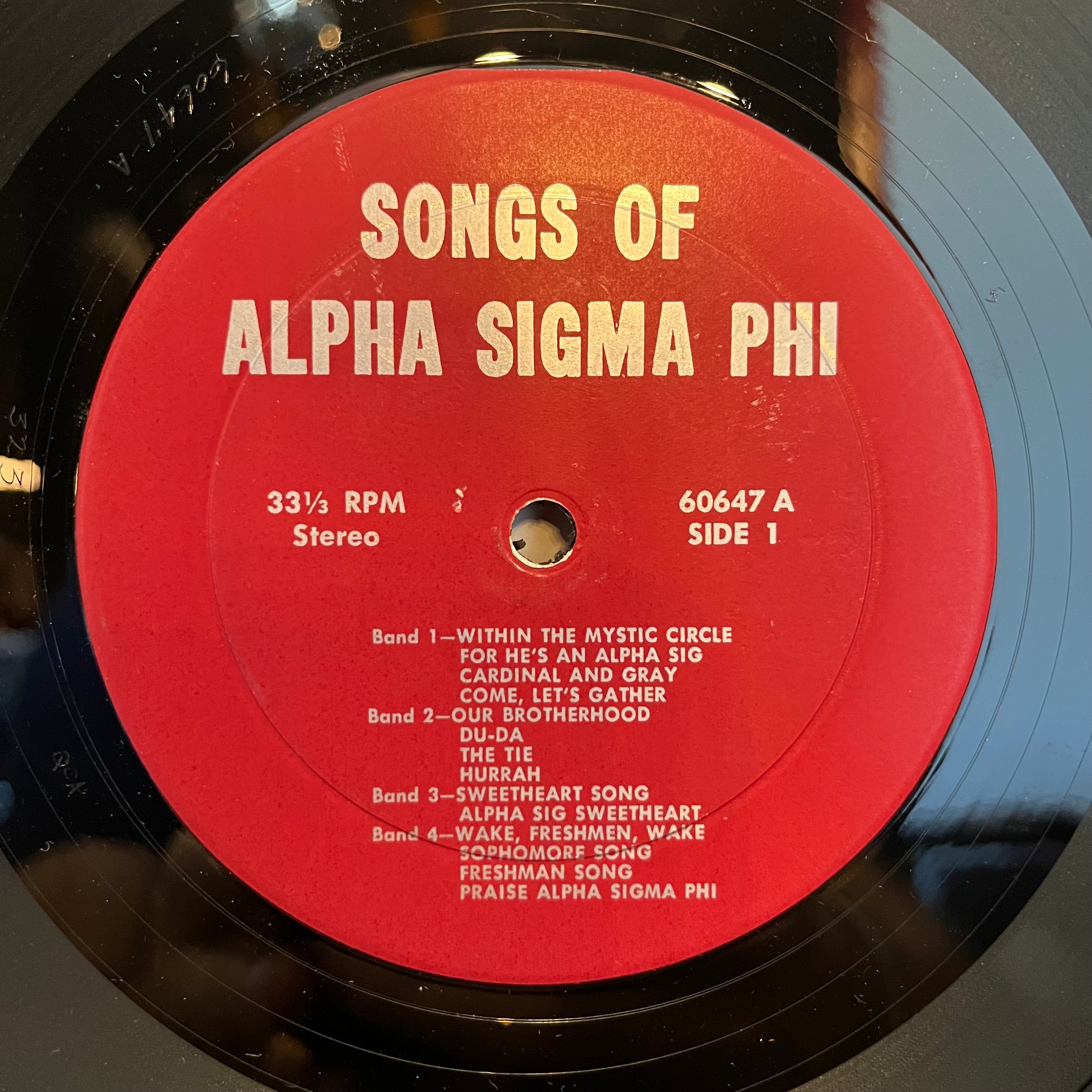 Songs Of Alpha Sigma Phi | Excellent (EX) Very Good Plus (VG+)