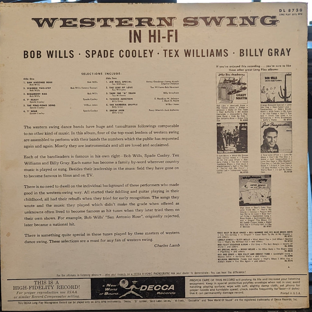 Western Swing In Hi-Fi *MONO* | Good Plus (G+) Excellent (EX)