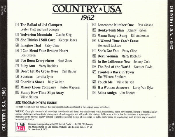 Various - Country USA 1962 (CD) | Near Mint (NM) Near Mint (NM)