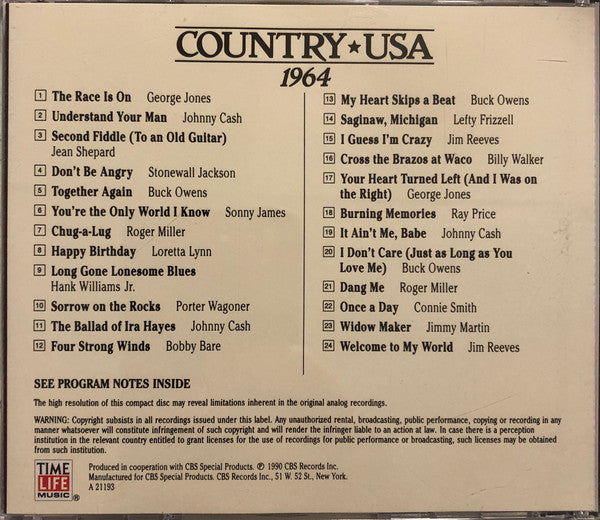 Various - Country USA 1964 (CD) | Near Mint (NM) Near Mint (NM)