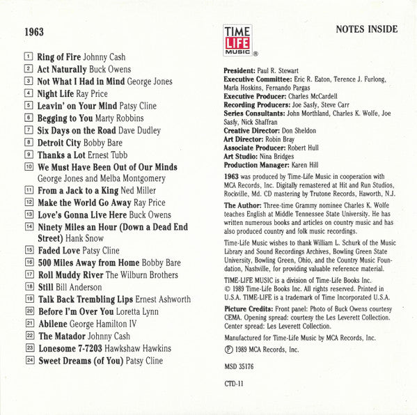 Various - Country USA 1963 (CD) | Near Mint (NM) Near Mint (NM)