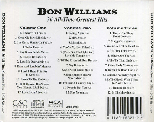 Don Williams (2) - 36 All-Time Greatest Hits (3xCD) | Near Mint (NM) Near Mint (NM)
