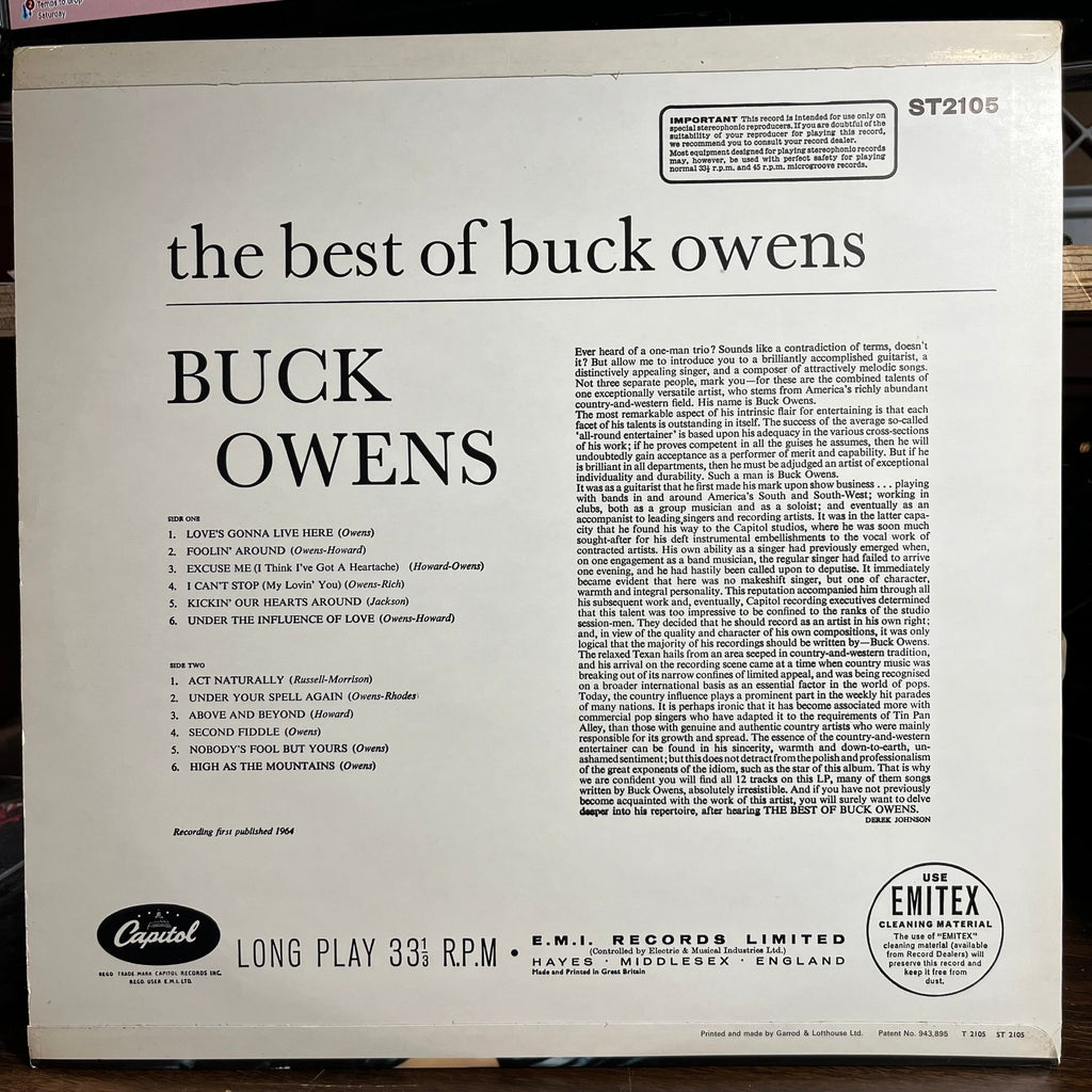 Buck Owens - The Best Of Buck Owens (UK VINYL) | Near Mint (NM) Near Mint (NM)