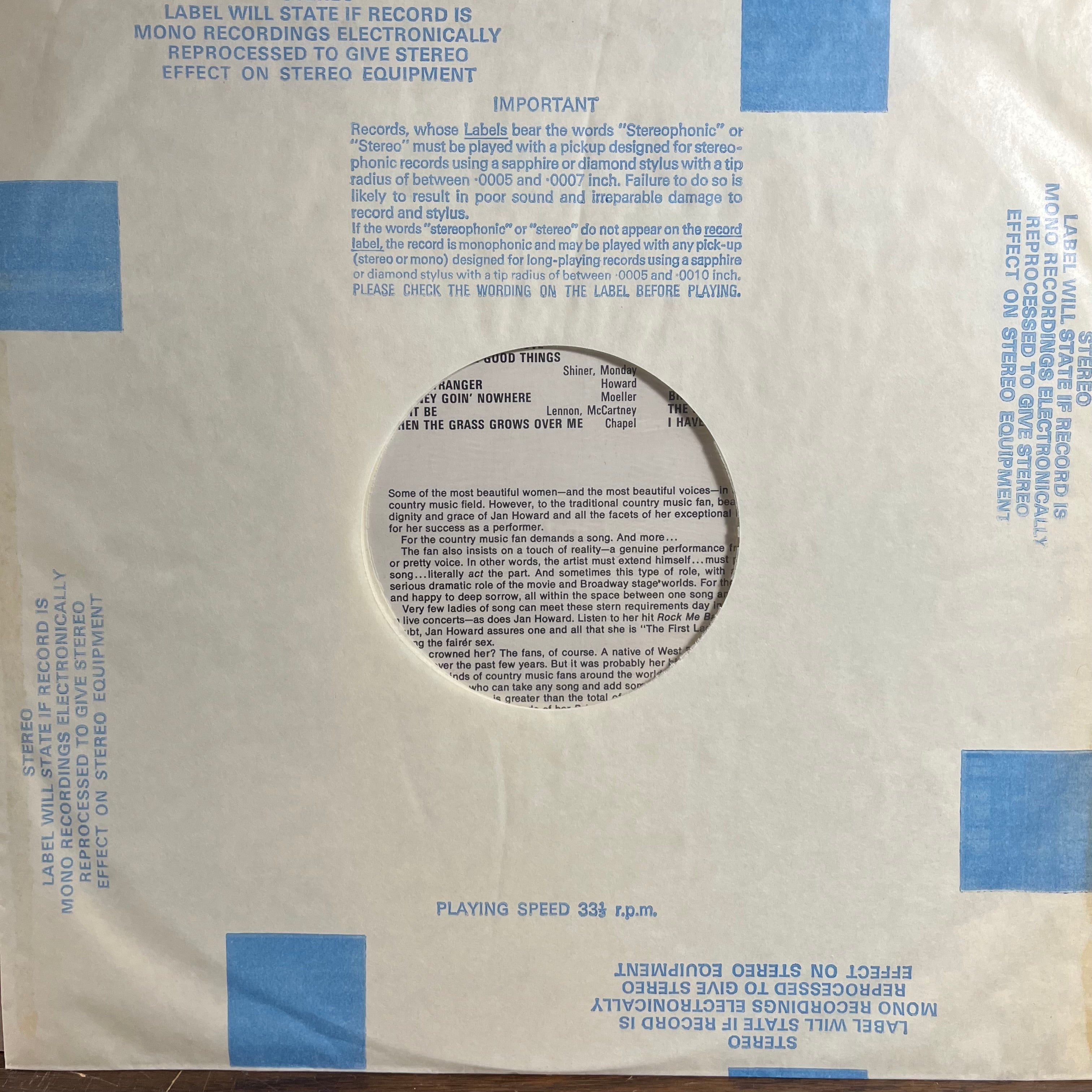Jan Howard - Rock Me Back To Little Rock (UK VINYL) | Near Mint (NM) Near Mint (NM)