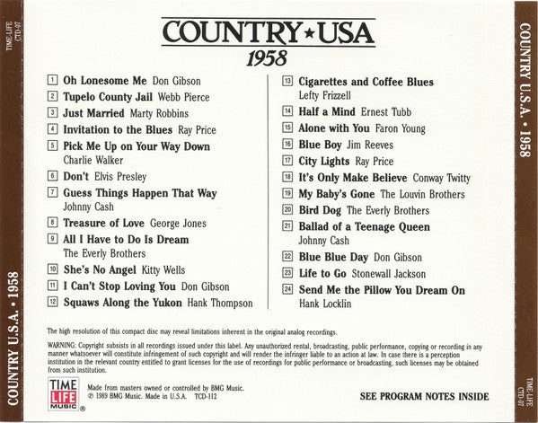 Various - Country USA 1958 (CD) | Near Mint (NM) Near Mint (NM)