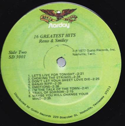 Reno And Smiley - 16 Greatest Hits (VINYL) | Near Mint (NM) Near Mint (NM)