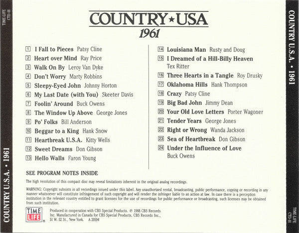 Various - Country USA 1961 (CD) | Near Mint (NM) Near Mint (NM)