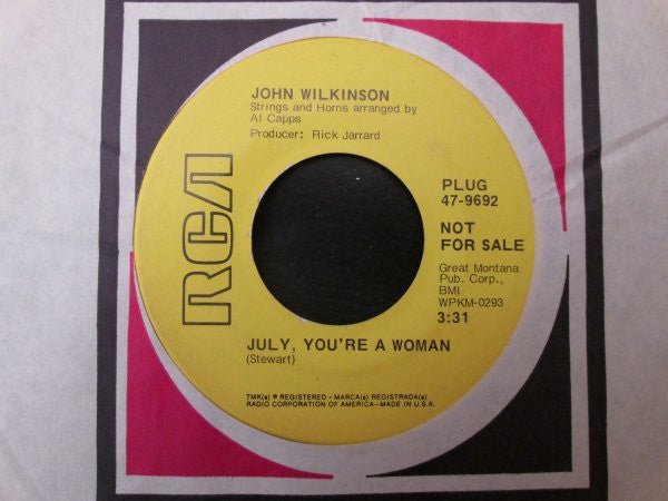 John Wilkinson - July, You're A Woman (7" VINYL) | Near Mint (NM or M-) Excellent+ (EX+)