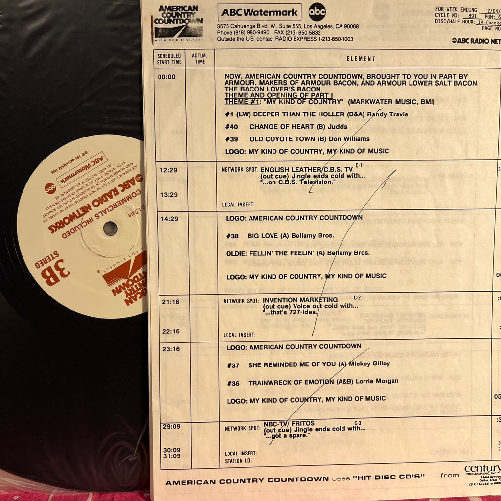 Various - American Country Countdown 2-3-89 891-6 | Near Mint (NM) Excellent (EX)
