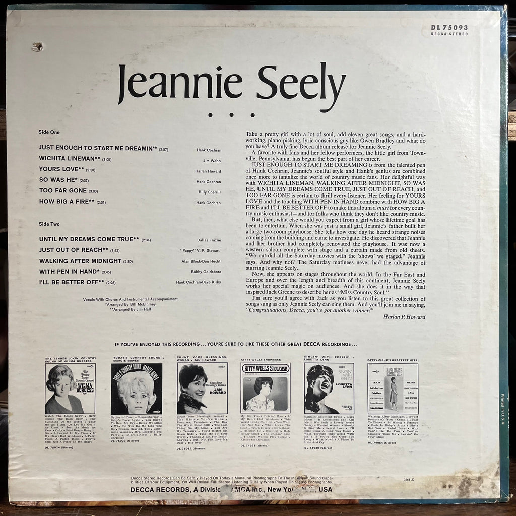 Jeannie Seely - Jeannie Seely (VINYL) | Very Good Plus (VG+)