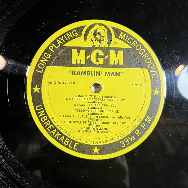 Hank Williams - Ramblin' Man (VINYL) | Very Good Plus (VG+) Excellent (EX)