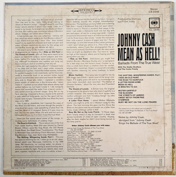 Johnny Cash - Mean As Hell! - Ballads From The True West *STEREO/TERRE HAUTE* | Very Good Plus (VG+) Near Mint (NM)