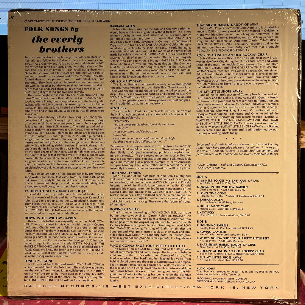 Everly Brothers - Folk Songs By The Everly Brothers *SHRINK* | Very Good Plus (VG+) Near Mint (NM)