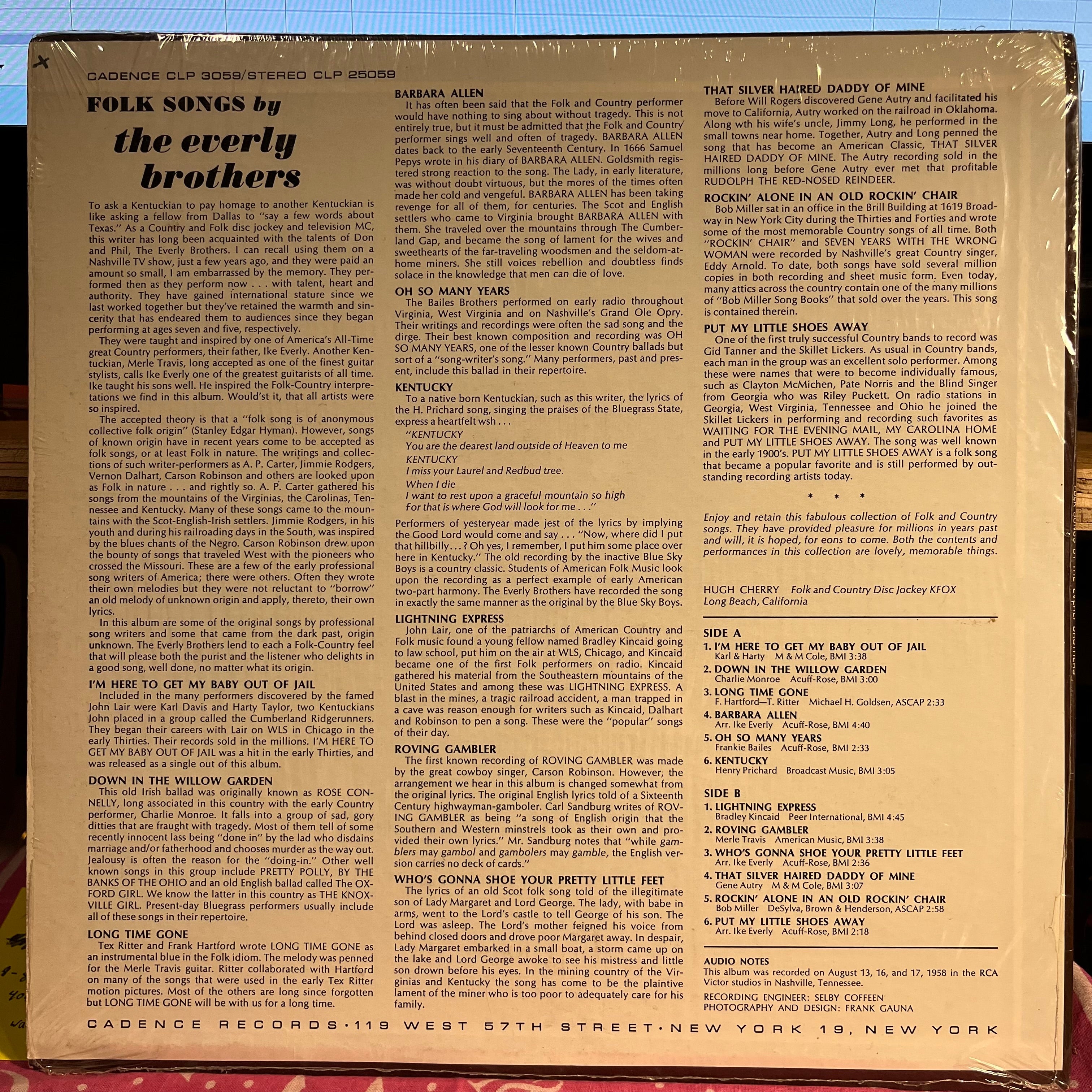 Everly Brothers - Folk Songs By The Everly Brothers *SHRINK* | Very Good Plus (VG+) Near Mint (NM)