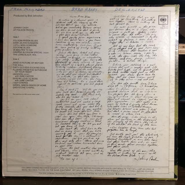 Johnny Cash - At Folsom Prison (VINYL) | Very Good Plus (VG+) Very Good Plus (VG+)