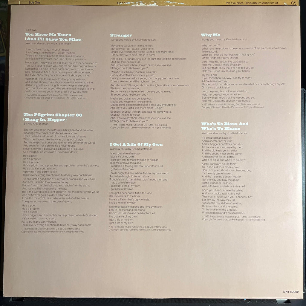 Kris Kristofferson - Songs Of Kristofferson *EUROPE* | Very Good (VG) Very Good (VG)