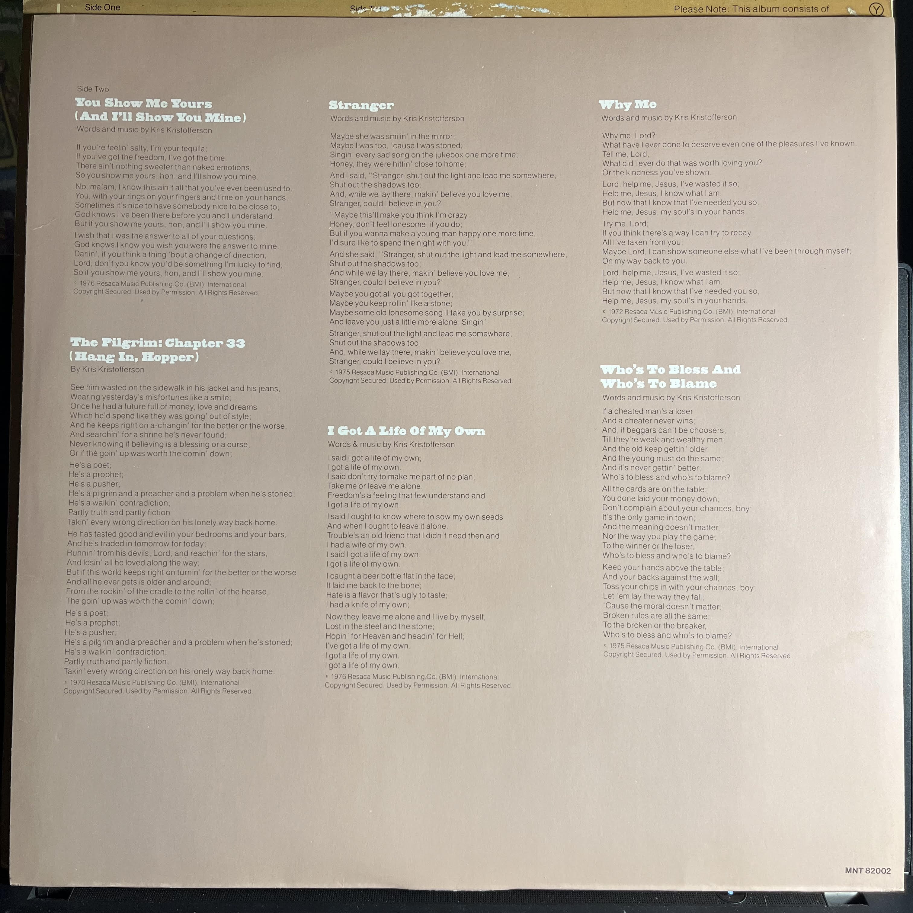 Kris Kristofferson - Songs Of Kristofferson *EUROPE* | Very Good (VG) Very Good (VG)
