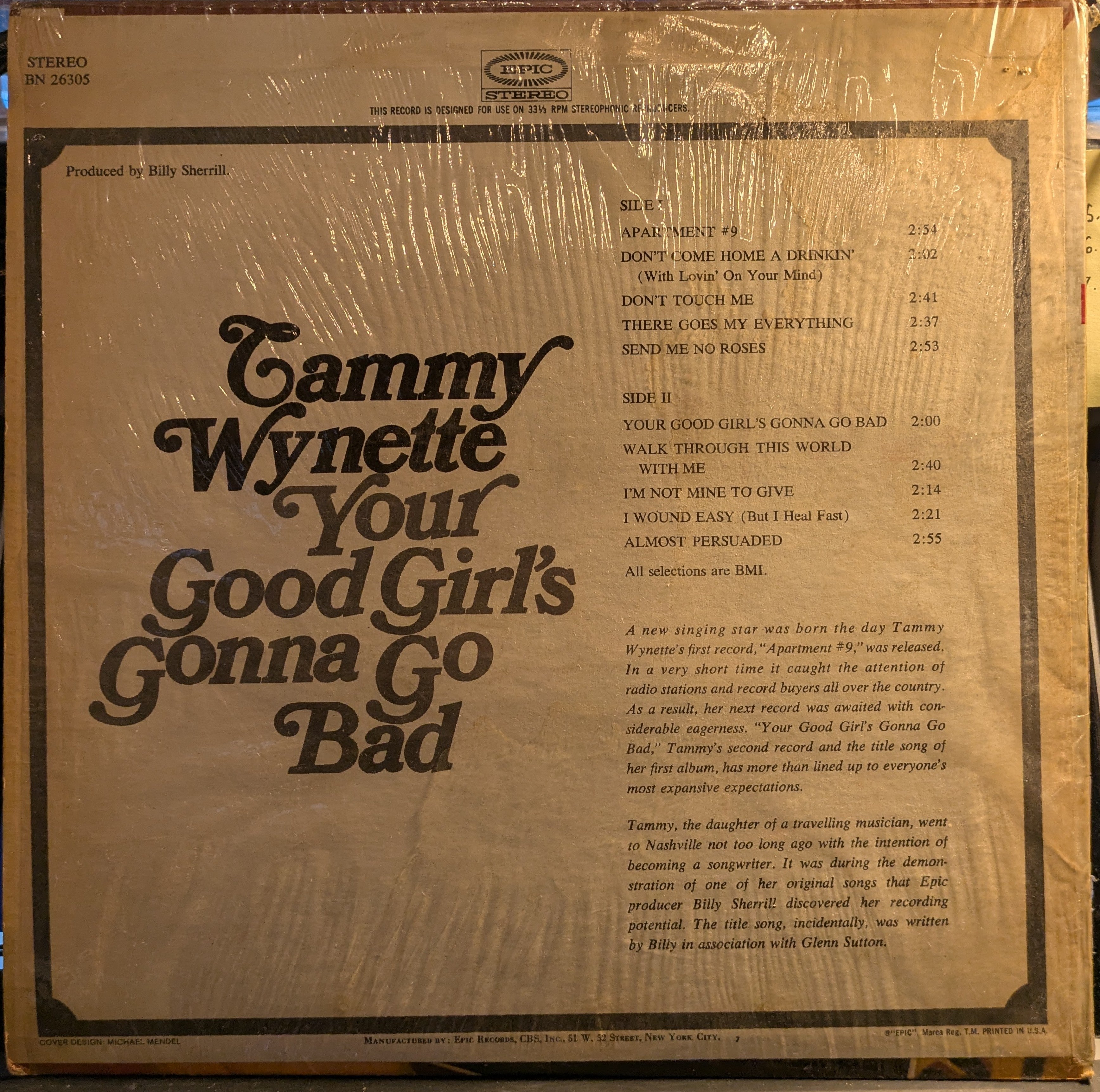 Tammy Wynette - Your Good Girl's Gonna Go Bad (VINYL) | Very Good (VG) Excellent+ (EX+)