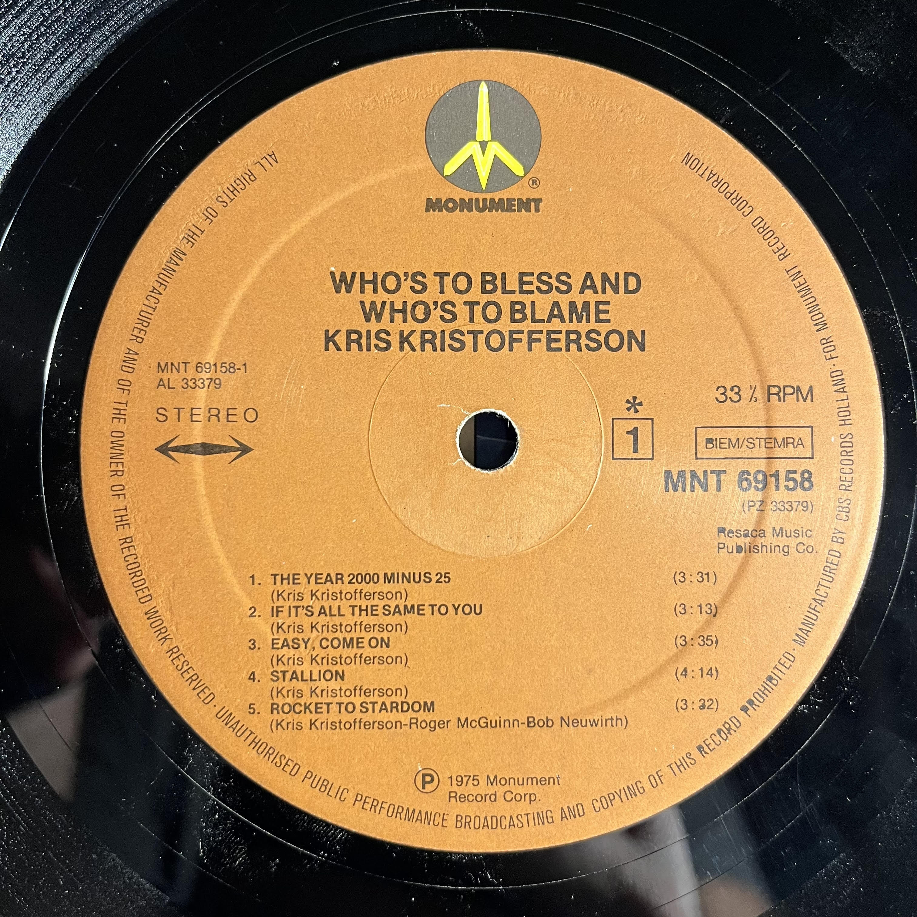 Kris Kristofferson - Who's To Bless And Who's To Blame *EUROPE* | Very Good (VG) Very Good (VG)