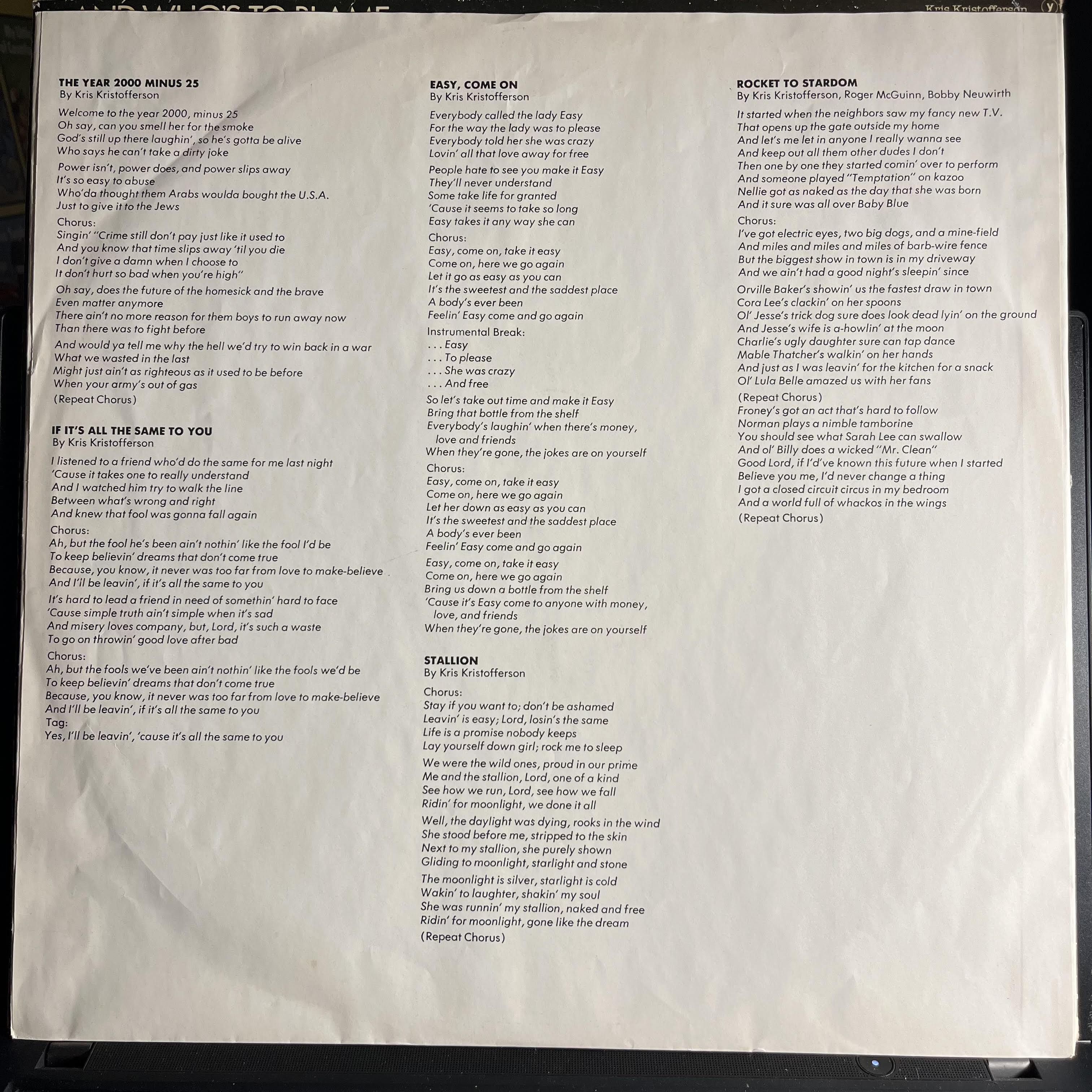 Kris Kristofferson - Who's To Bless And Who's To Blame *EUROPE* | Very Good (VG) Very Good (VG)