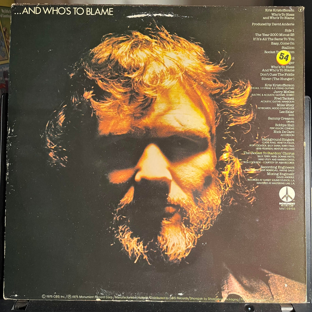 Kris Kristofferson - Who's To Bless And Who's To Blame *EUROPE* | Very Good (VG) Very Good (VG)