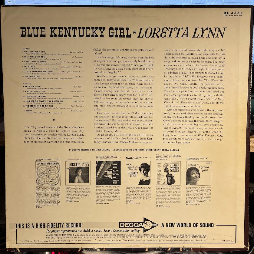 Loretta Lynn - Blue Kentucky Girl | Very Good (VG) Near Mint (NM)