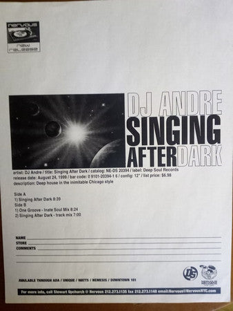 Andre Harris - Singing After Dark | Excellent+ (EX+) Generic