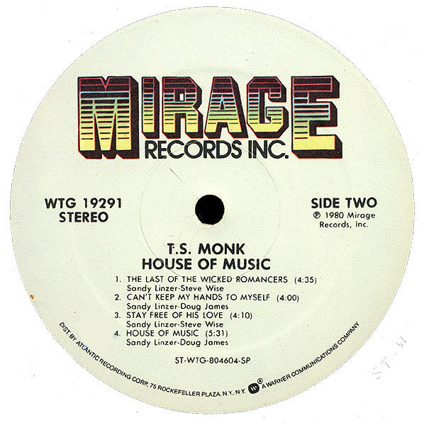 T.S. Monk - House Of Music (VINYL) | Excellent+ (EX+) Excellent+ (EX+)